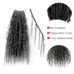 Pre-looped Crochet Boho Locs with Human Hair Curls - Image 3