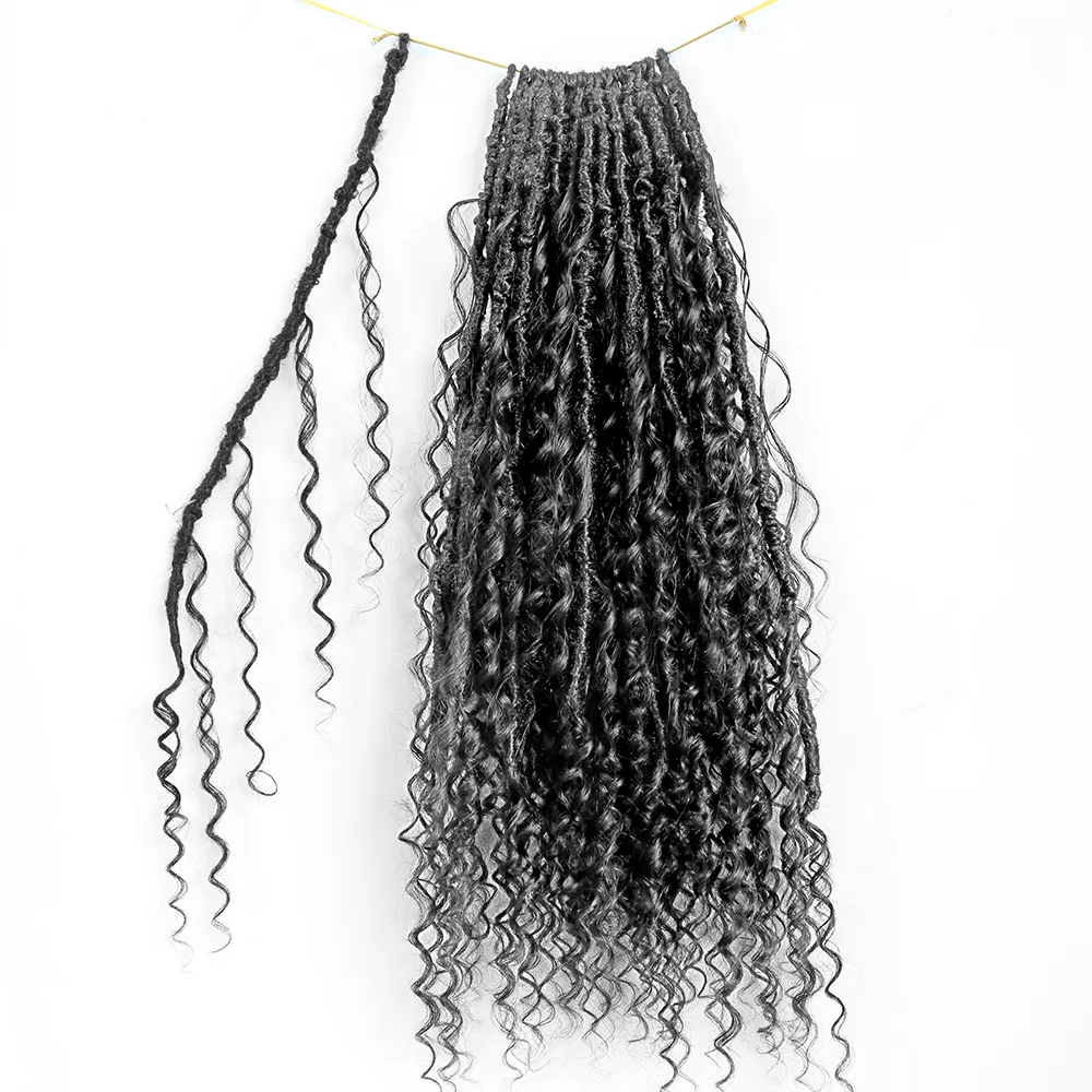 pre-looped-boho-locs Pre-looped Crochet Boho Locs with Human Hair Curls - Image 1